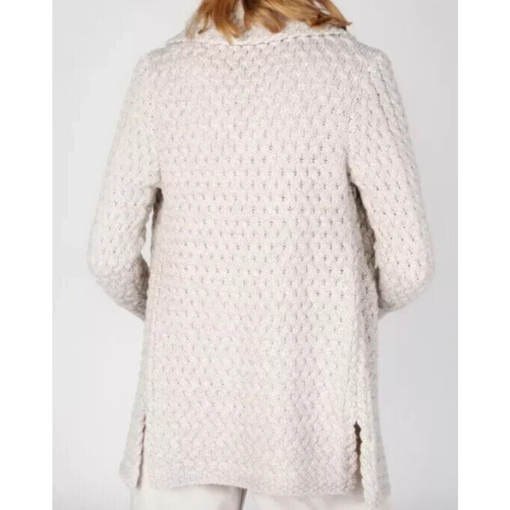 IrelandsEye Glenross Waterfall Cardigan Sweater Wool Natural Chunky Knit Medium - Picture 15 of 16